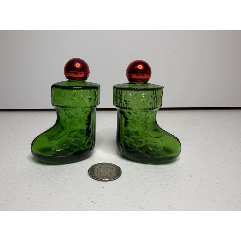 Avon Christmas Surprise Sweet Honesty Cologne Green Stocking 2 Empty Bottles Vtg